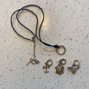 Leather Fossil Necklace and Charms x3